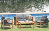 Aspen Solid Acacia Wood Bench Seat 2 chairs and Coffee Table Garden Furniture Set