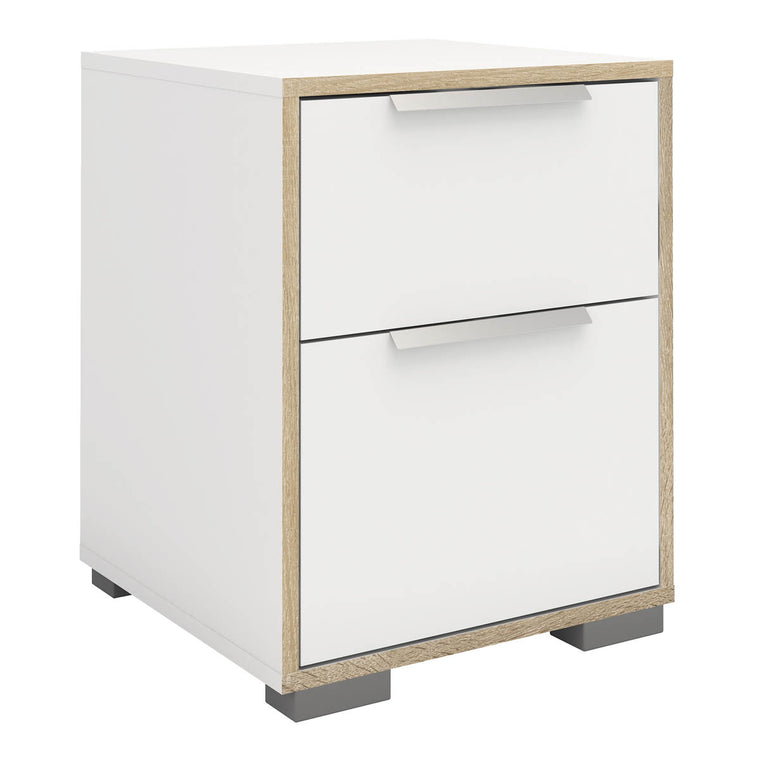 Axton Clason Bedside 2 Drawers in White and Oak