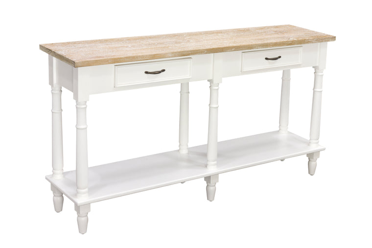 Bodiam Rochester 2 Drawer Console Table with Shelf Antique White