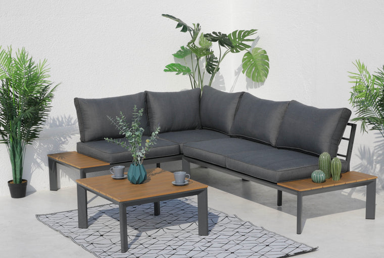 Home Junction Palmer Modern Corner Set with Reclining back Dark Grey