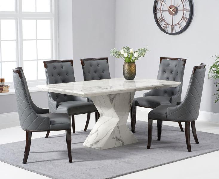 Allen 160cm Ivory White Marble Dining Table
