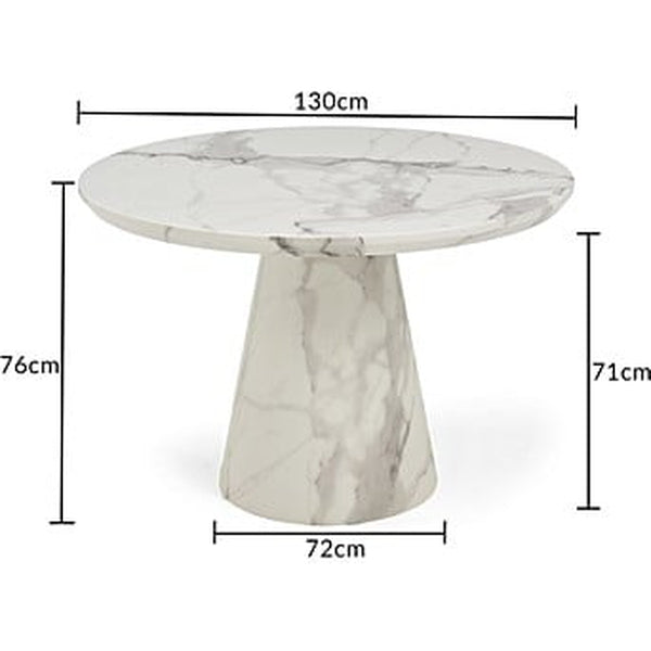 Ramiro 130cm Round Ivory White Marble Dining Table