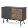 Axton Longwood Sideboard with 1 Door + 2 Drawers In Matt Black Walnut