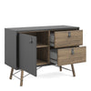 Axton Longwood Sideboard with 1 Door + 2 Drawers In Matt Black Walnut