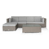 Home Junction Salvador Grey Contemporary 4 Seater Sofa with Large Footstool & Coffee Table