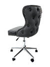 Carvello Napier Grey Premium Upholstered Velvet Office Chair Tufted Back with Lion Head Knocker