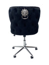 Carvello Napier Black Premium Upholstered Velvet Office Chair Tufted Back with Lion Head Knocker