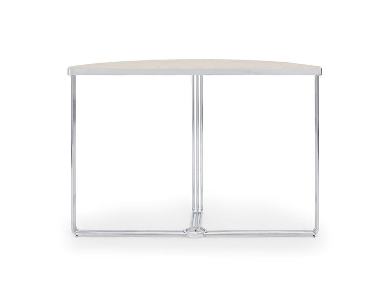 Gillmore Space Finn Demi Lune Console Table Pale Oak Top & Polished Chrome Frame