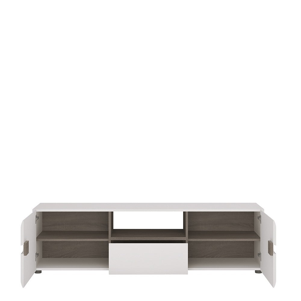 Axton Norwood Living Wide TV Unit In White With A Truffle Oak Trim