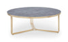 Gillmore Space Finn Large Circular Coffee Table Dark Oak Top & Brass Frame