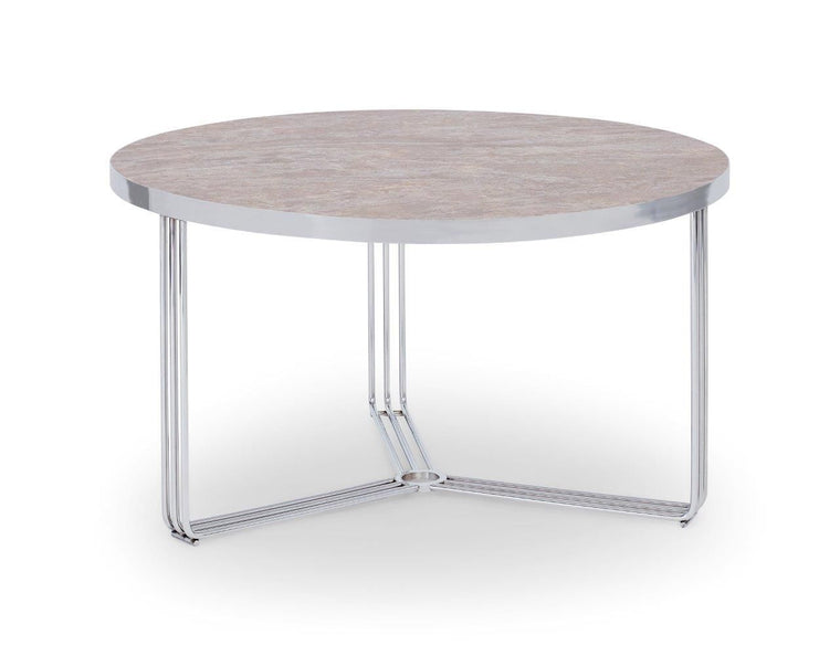 Gillmore Space Finn Small Circular Coffee Table Dark Stone Top & Polished Chrome Frame