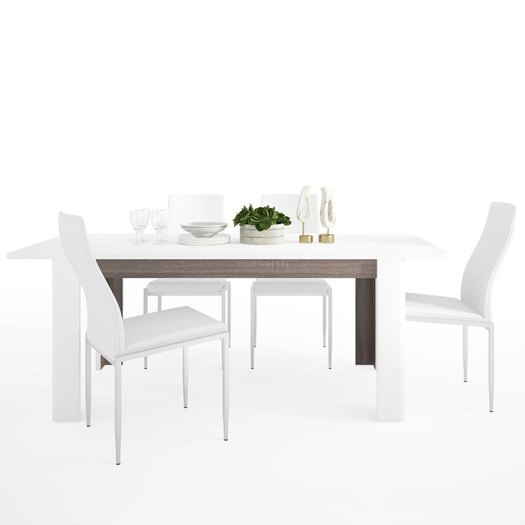 Axton Norwood Living Extending Dining Table + 4 Milan High Back Chair White