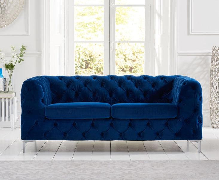 Alegra Blue Plush 2 Seater Sofa