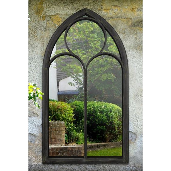 Carrington Chapel Arch Large Black Garden Mirror 150 x 81 CM