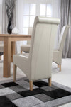 Hawksmoor Ivory Leather Match Roll Back Dining Chair (Pair)