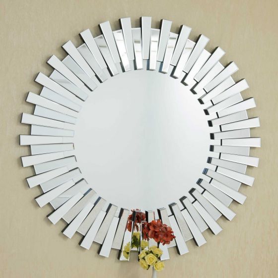 Carrington All Glass Stylised Large Round Mirror 120 x 120 CM