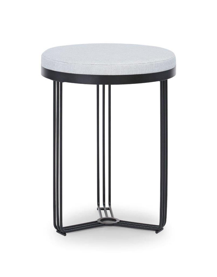 Gillmore Space Finn Circular Side Table Or Stool Natural Upholstered & Black Frame