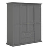 Axton Westchester Wardrobe with 4 Doors and 2 Drawers In Matt Grey