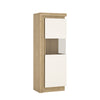 Axton Woodlawn Narrow Display Cabinet (RHD) 164.1cm High In Riviera Oak/White High Gloss