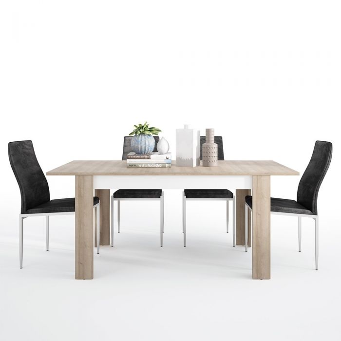 Axton Woodlawn Medium Extending Dining Table 140/180 cm + 4 Milan High Back Chair Black