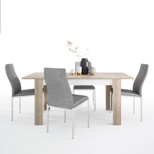 Axton Woodlawn Medium Extending Dining Table 140/180 cm + 4 Milan High Back Chair Grey