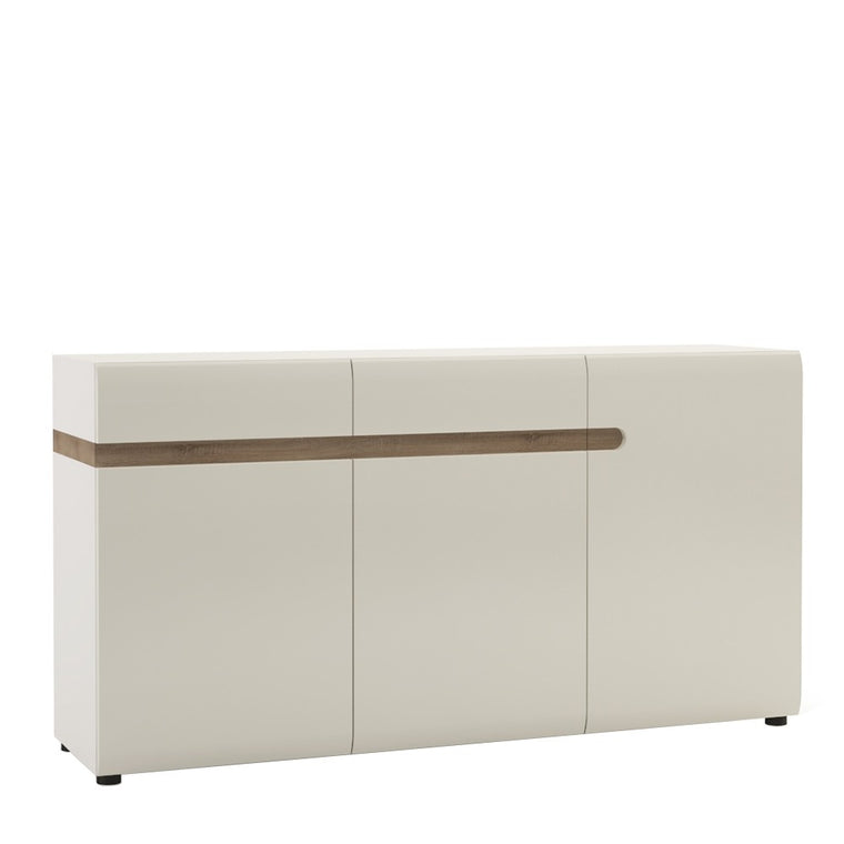 Axton Norwood Living 2 Drawer 3 Door Sideboard In White With A Truffle Oak Trim