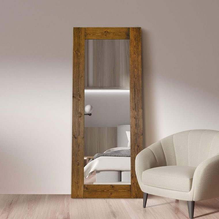 Carrington Dark Natural Wood Large Full Length Mirror 208 x 86 CM