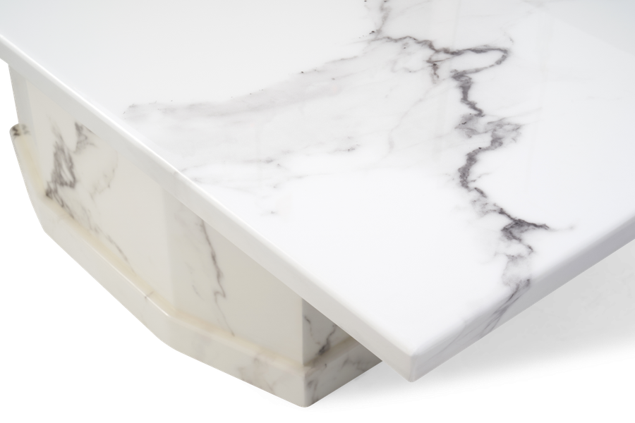 Como 160cm Ivory White Marble Dining Table