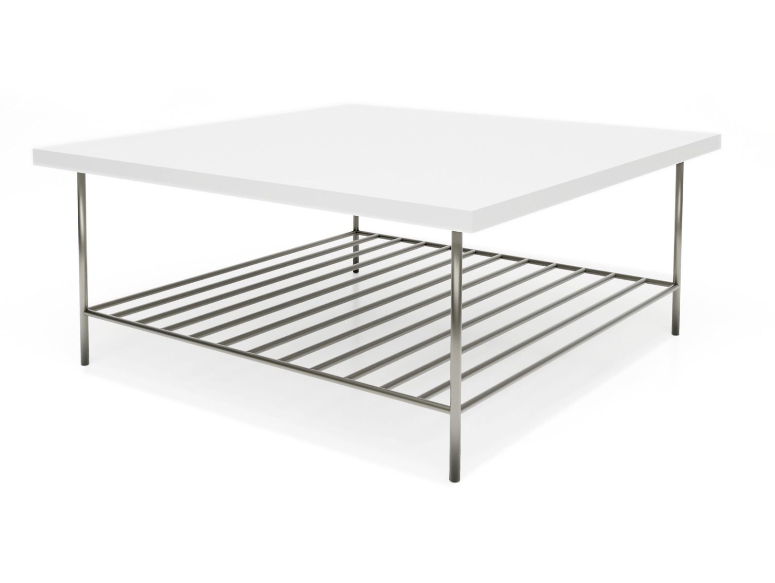 Gillmore Space Alberto Square Coffee Table White With Dark Chrome Accent