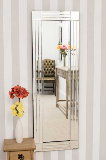 Carrington All Glass Bevelled Square Corner Dress Mirror 120 x 40 CM