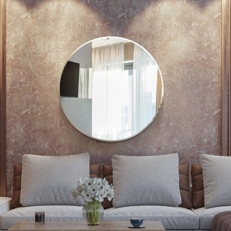 Carrington All Glass Bevelled Classic Design Round Mirror 110 x 110CM